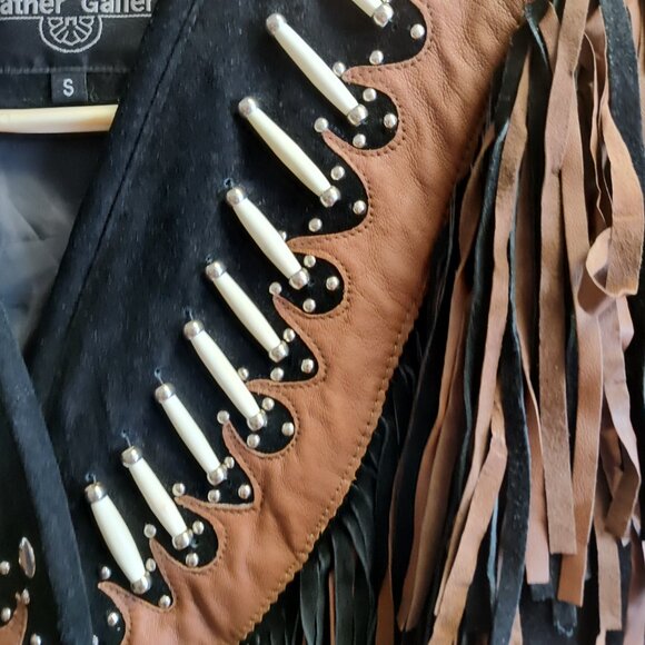WESTERN FASHIONS LEATHER SUEDE FRINGE JACKET MADE IN USA - Picture 2 of 9